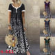 Zeyp new model Amazon European and American spring and summer temperament long skirt cotton positioning printed V-neck short-sleeved large-size dress