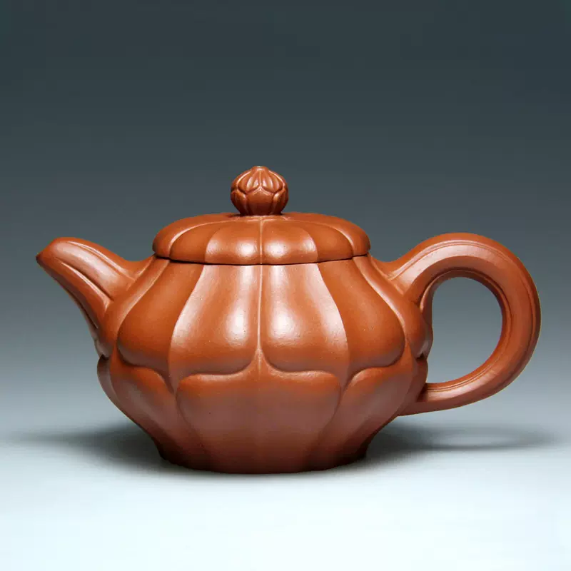 宜興紫砂壺茶壺名家吳竹霞小竹手工純原礦金黃朱泥壺300CC合菱壺