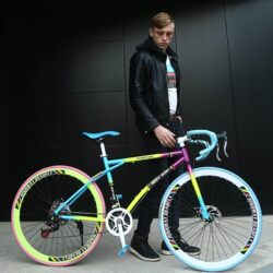 Road Bike Racing Bicycle with Variable Speed, Freewheel, Curved Handlebars, Ultra-Fast Racing, Ultra-Light, Solid Tire, Fixed Gear, Adult Unisex Bicycle