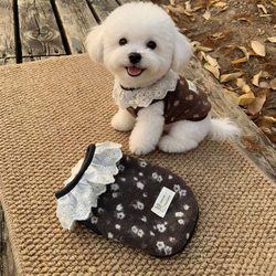 Warm Fleece-Lined Traction-Friendly Clothing for Cats and Small Dogs, New Autumn and Winter Floral Pet Vest, Bichon Vest