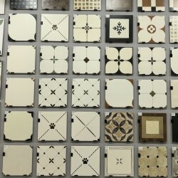 300X300 French Retro Floral Tiles Cream-Style Ceramic Tiles Bathroom Balcony Kitchen Milk Tea Shop Black and White Wall and Floor Tiles