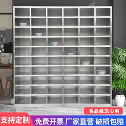 All 304 Stainless Steel Staff Lockers, Multi-Compartment Lockable Tray Cabinets for Canteens and Restaurants, School Lunch Box Lockers, and Doorless Cutlery Cabinets