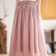 Literary elastic waist versatile double-layer large hem skirt slim and tied A-line ramie skirt for women 2025 summer new style