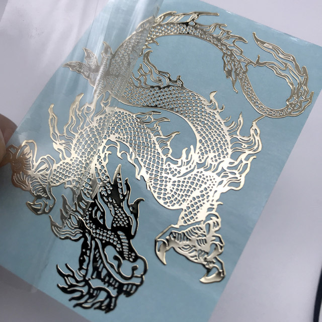 China Wind Dragon Phoenix Phoenix Phoenix Phone Metal Patch Ultra -thin Pure Gold Plating notebook computer decoration stickers