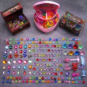 Children's gem toys crystal diamond cartoon sticker sticker princess girl three -dimensional reward decorative treasure chest toys
