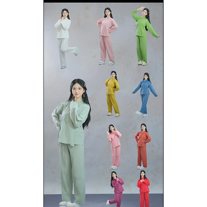 
Free-know Hanfu pure cotton colored midi suit long sleeves cross collar right lapel inner wear daily meditation men and women wear pajamas outside