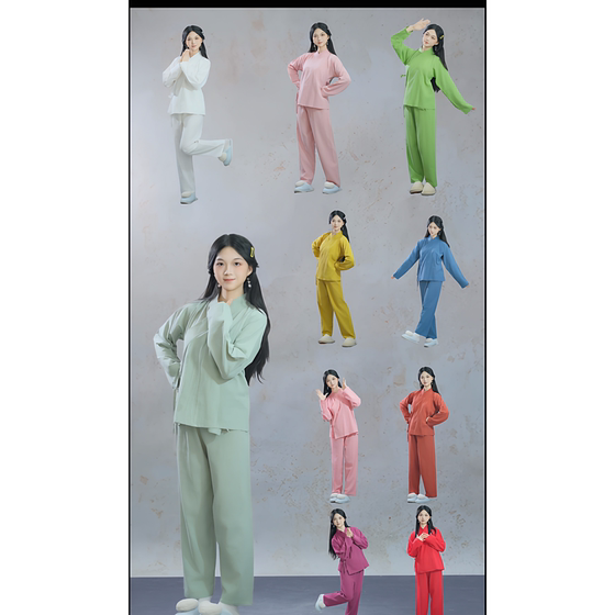 
Free-know Hanfu pure cotton colored midi suit long sleeves cross collar right lapel inner wear daily meditation men and women wear pajamas outside