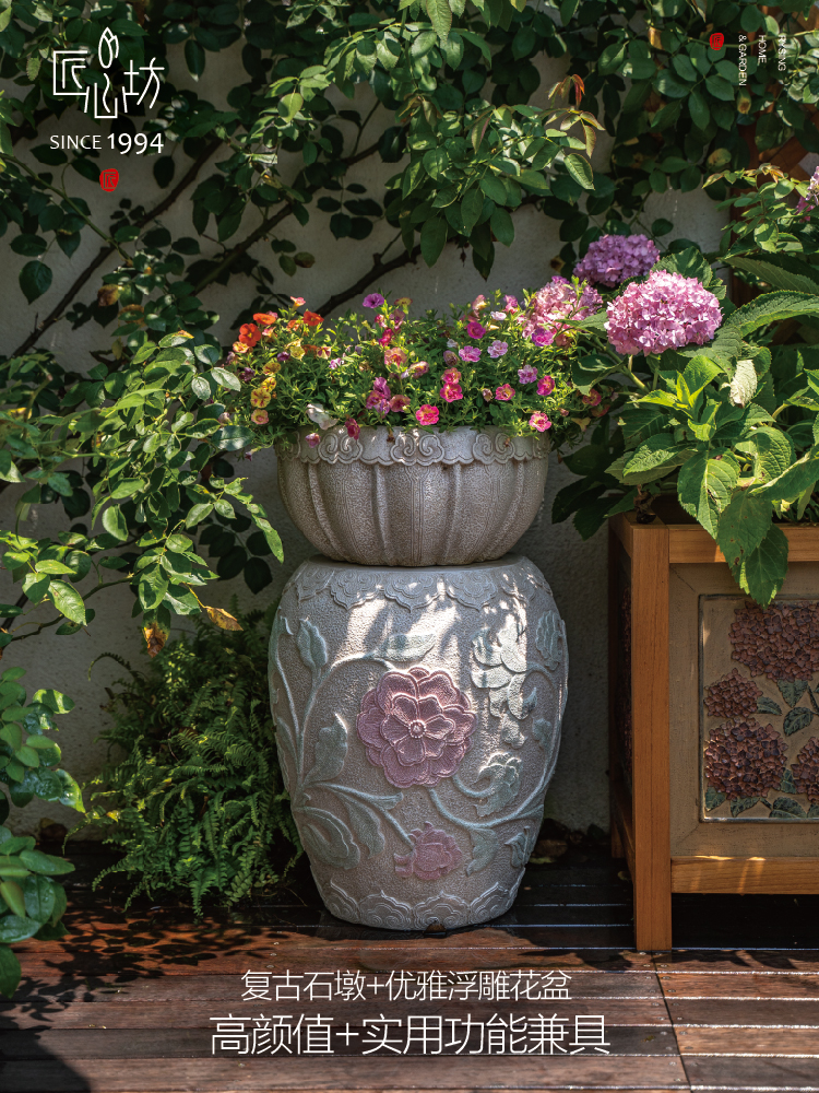 中国　花図　鉢 中国 花図 鉢