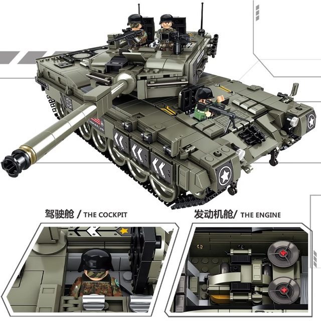 2024 New Heavy Leopard 2 Tank Building Blocks Armored Missile Vehicle ...