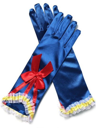 Nurnesy Gants De Princesse En Satin Bleu à Paillettes Pour Fille, Pour Anniversaire, Fête Costumée Et Festival, Bleu