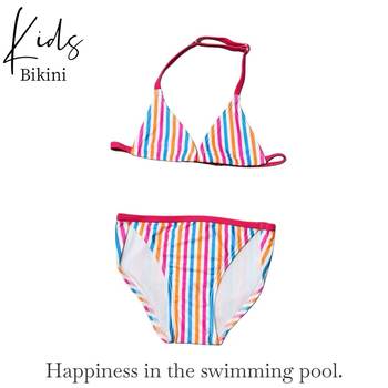 
Girls cute quick-drying triangular strap split swimsuit