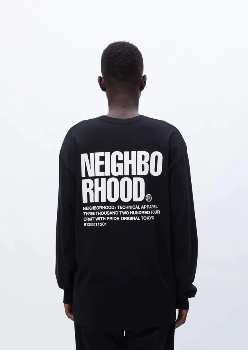 NEIGHBORHOOD NBHD 23AW 餘文樂同款字母小標印花長袖T恤打底衫-Taobao