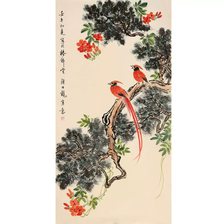 骨董収蔵・四尺中堂画・顏伯龍・花鳥画・手繪画・宣紙』収蔵品・貴重物品・