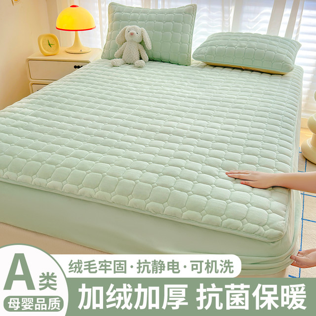 Bed cover winter plus velvet milk velvet bed cover mattress protective cover Coral flannel thickened cotton 2025 new model