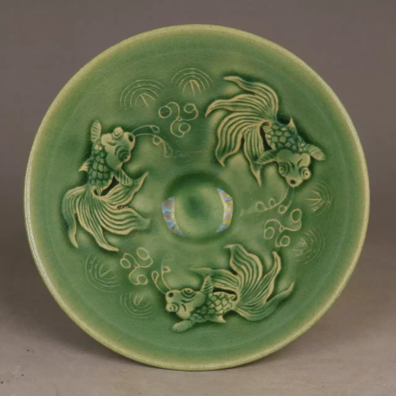 中国 緑釉魚絵水注 u6221009