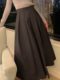 South Korea Chic spring temperament retro, thin waist, high -waisted high -waisted A -line skirt mid -length pleated skirt female woman