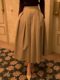 South Korea Chic spring temperament retro, thin waist, high -waisted high -waisted A -line skirt mid -length pleated skirt female woman