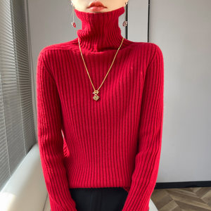 
Off-code clearance new 100% cashmere thickened cashmere sweater for women 2023 turtleneck sweater with red wool base