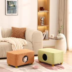 Cat Nest Solid Wood Bench, Suitable for All Seasons, Cat House, Winter Warmth, Small Kitten and Dog Semi-Enclosed Pet Nest Supplies