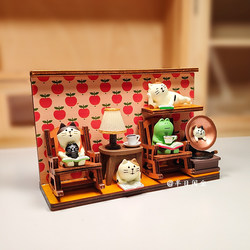 Healing Grocery Frog Study Mini Desktop Lamp Japanese Car Cat Bookstore Bookshelf Stationery Ornaments Complete Set