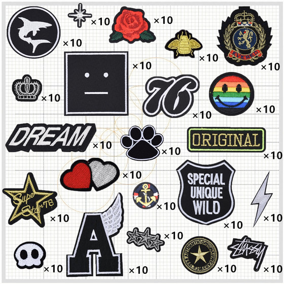 
10 packs of self-adhesive embroidered cloth patch down pants decorative hole patch bags shoes hats clothes DIY badges