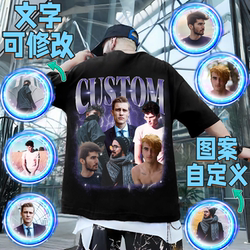 Customized T-Shirts with Your Own Photos, DIY Design, Cute Pets Like Cats and Dogs, American-Style Heavy Cotton Short-Sleeve and Long-Sleeve Self-Made Clothes