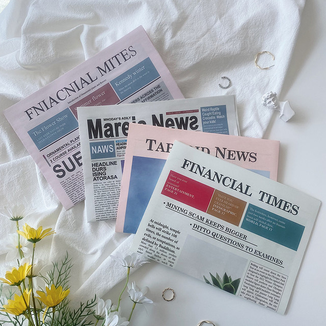 ins photo props ornaments retro English newspaper fashion card internet celebrity decoration food photography background layout
