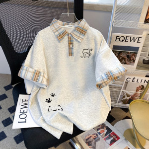 
Lapel short-sleeved T-shirt girls summer 2026 new design niche children's casual loose polo shirt top