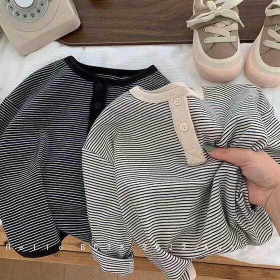 
Children's base shirt autumn new style boys long-sleeved T-shirt girls base shirt striped clothes children's clothing tops