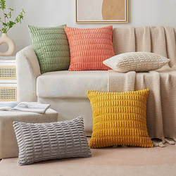 Nordic Modern Plain Color ins Cream-Style Living Room Sofa Cushion Thickened Wheat Ear Corduroy Headboard Large Backrest Cushion