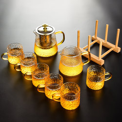 Glass Tea Set for Home Use in the Living Room or Office, High-Temperature Resistant Kung Fu Tea Cups, Teapot, Filter Tea Maker for Drinking Tea