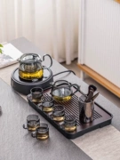 Bộ trà thủy tinh Bộ nhà ấm trà văn phòng uống trà đơn giản khay trà nhẹ trà sang trọng pha ấm trà Kung Fu trà