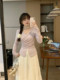 Sweet Momo Spring new style cross-design purple gentle style slim design t-shirt top for women
