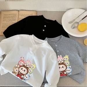 
Children's Labubu English children's clothing long-sleeved T-shirts for boys and girls, spring and autumn style polo shirts, outer wear t-medium large