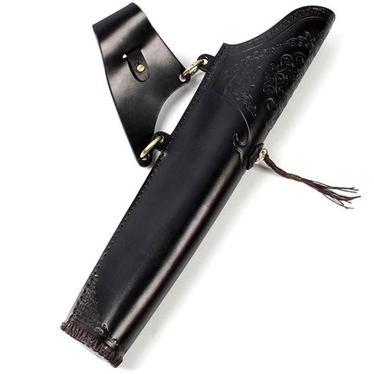 1 Set Archery Bow Arrow Bag Quiver Black Leather Adjustable Recurve Bow Shooting Accessory-in
