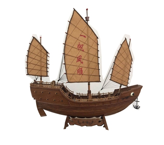鄭和の宝船モデル - 無垢材装飾品
