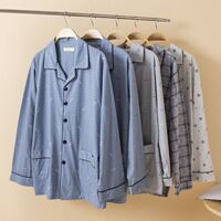 Middle-Aged Men's Pajamas - Spring/Autumn 100% Cotton Home Clothes