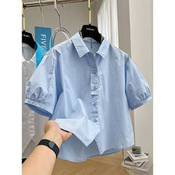 Simple and Unique Design, Stylish and Distinctive Short-Sleeved Shirt for Women, Summer Shirt, Loose and Slimming French-Style Top