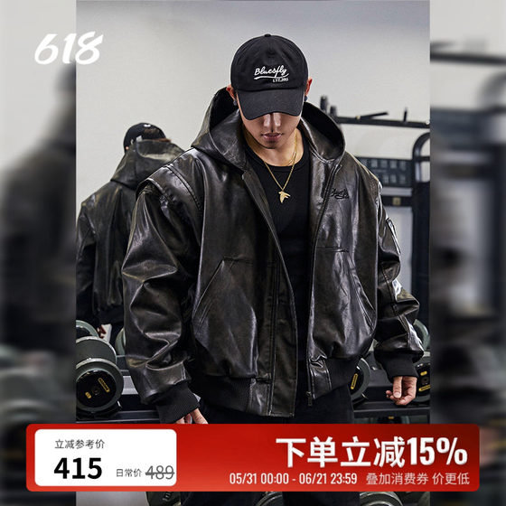 BLUESFLY American retro leather jacket men's winter plus velvet clamp high-end feel pussy motorcycle flying