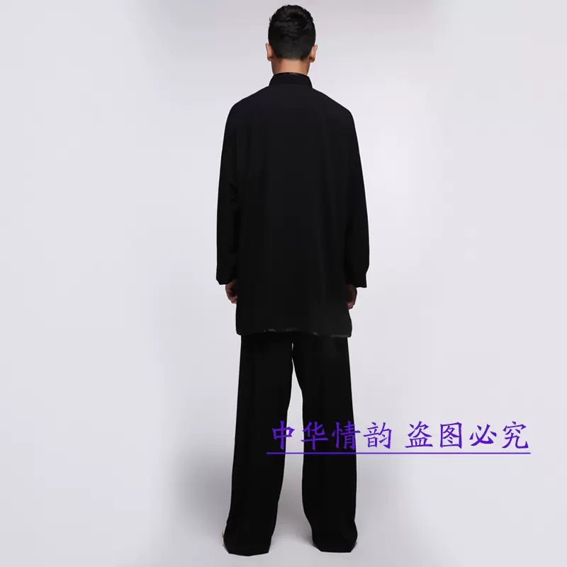 中华情韵全棉春夏男女太极服武术团体表演练功服演出太极拳黑色-Taobao