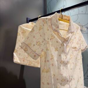 2026新款云朵棉纱感ins风小熊夏天睡衣女短袖薄款甜美家居服套装