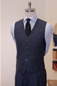 
SEEKMITED Dark Blue Prince Plaid V-neck Vest Slim Wool Men's Vest