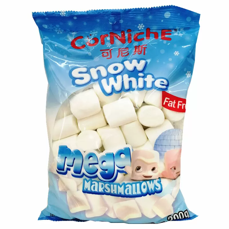 进口可尼斯白雪公主纯白棉花糖300g雪花酥烘焙原料迷你软糖果食品