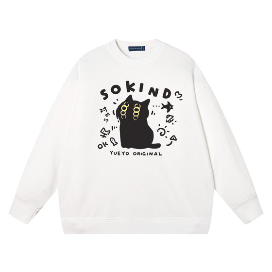 
Xiuluo Sokind is so good. Black cat spring and autumn pure cotton clothes and sweatshirts for men. Trendy pairs. Yes, only lovers.