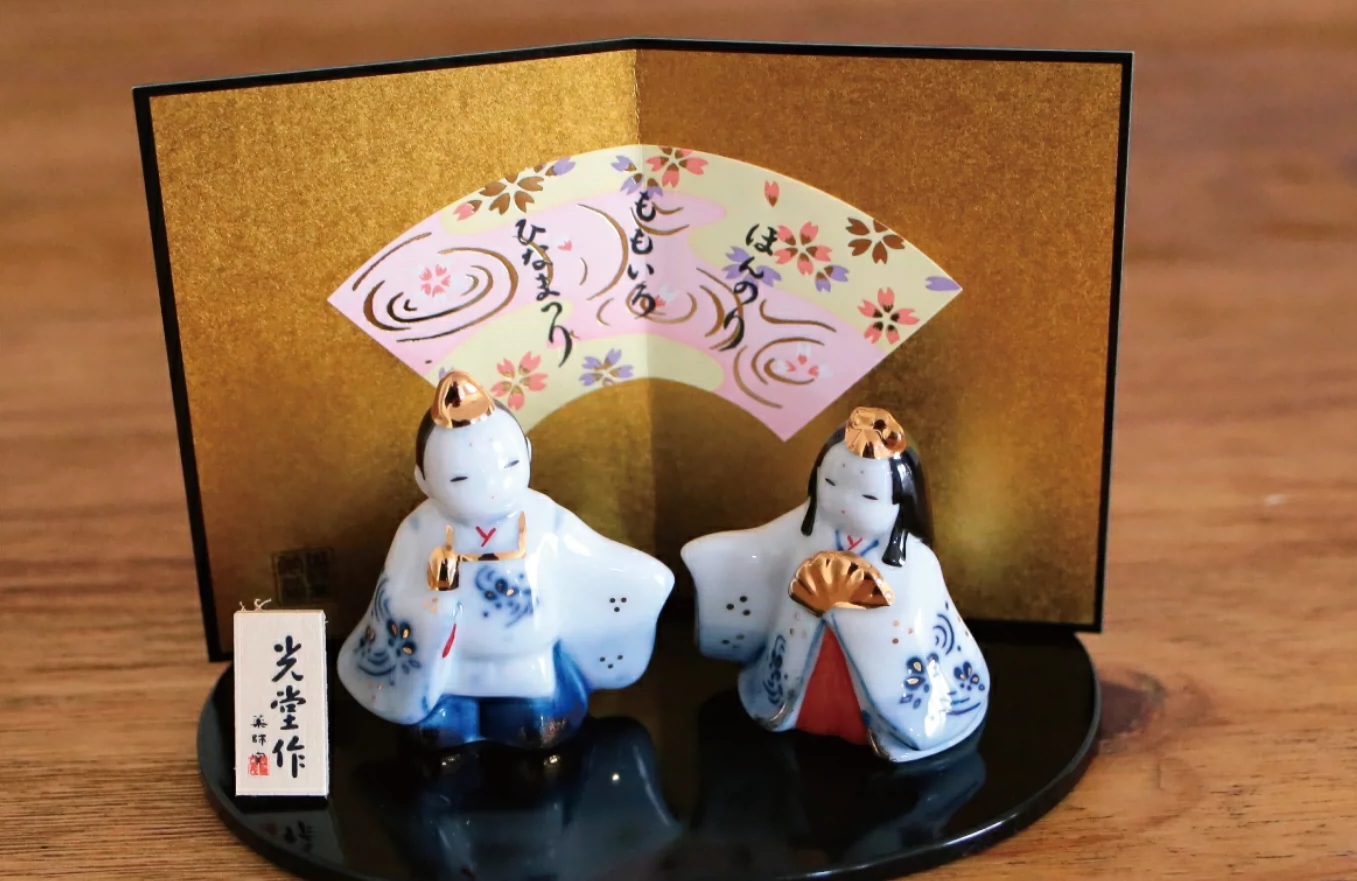 日本代购雛人形人偶置物染锦睦立雛日式和风小摆件