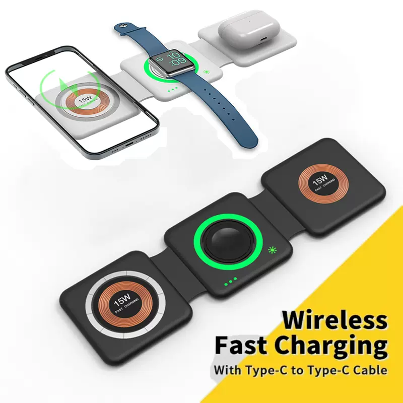 3 In 1 Foldable Magnetic Wireless Charger Stand Pad Station三合一