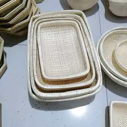 Rectangular Handmade Wicker Basket, Rattan Storage Basket, Steamed Bun Basket, Dried Fruit Basket, Wicker Basket for Steamed Buns, Fruit and Cooked Food Basket