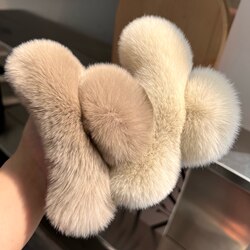 Real Rex Rabbit Fur Plush Claw Clip for Women 2025 New Autumn and Winter Shark Clip Hair Accessory Large Fur Hair Clip for the Back of the Head