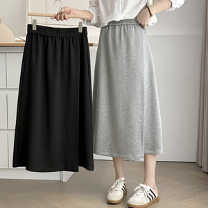 
Large size skirt spring 2025 new fat mm200*0.5kg slim mid-length irregular slit casual skirt