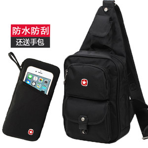 Men's bag chest bag men's pentagram crossbody small chest shoulder school bag canvas Swiss military knife ipad male soil bag